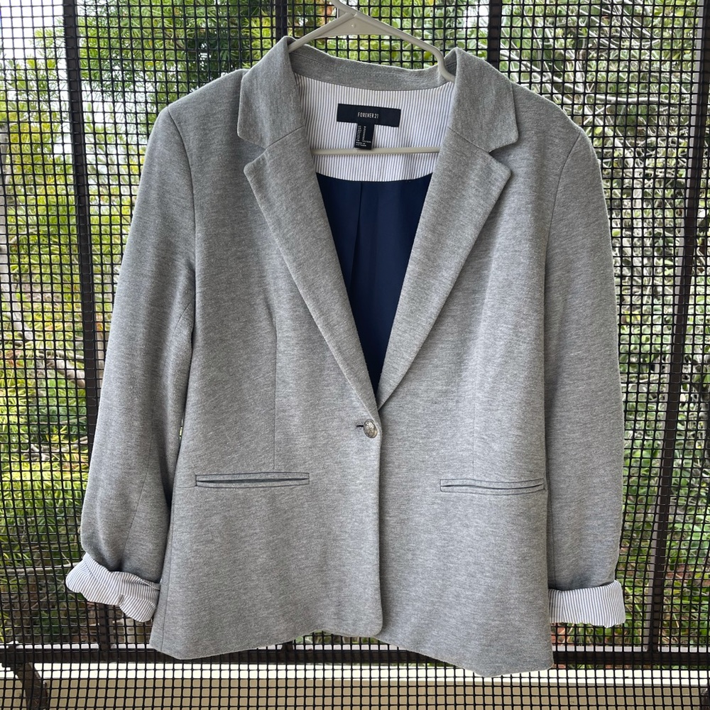 Pinstripe Cuff Knit Blazer